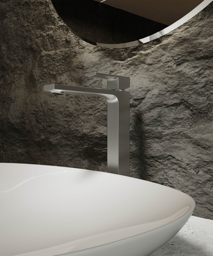 Miscelatore lavabo rialzato nickel spazzolato - Sirius