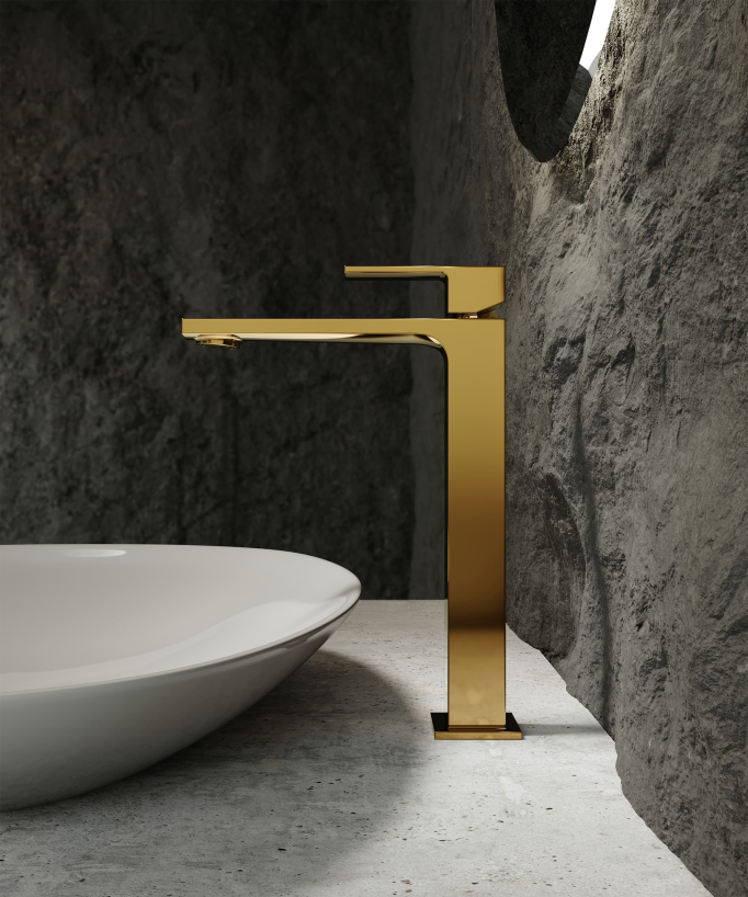Miscelatore lavabo rialzato oro - Sirius