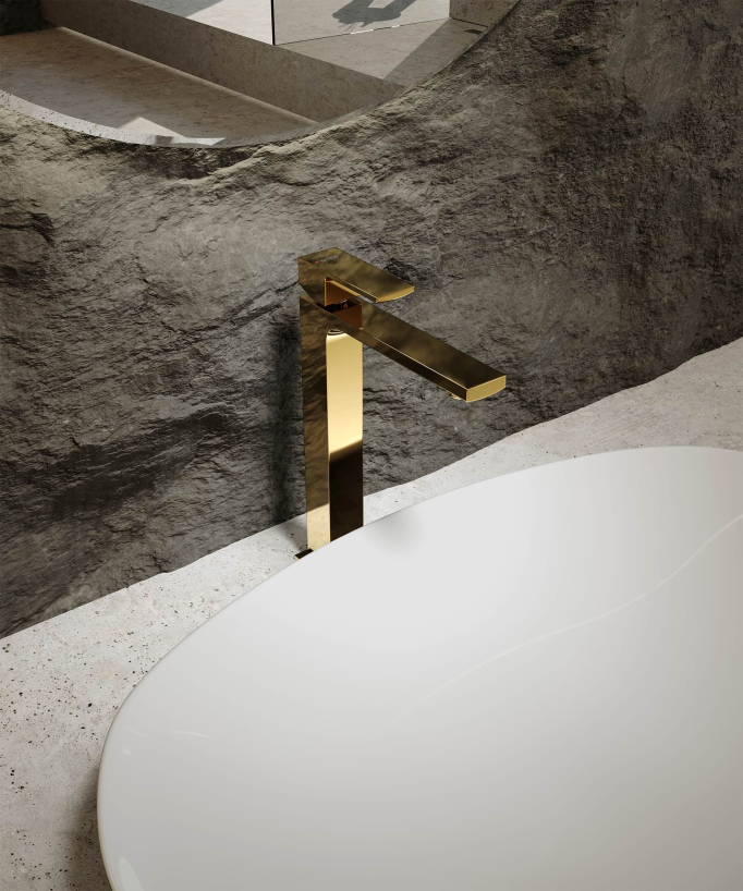 Miscelatore lavabo rialzato oro - Sirius