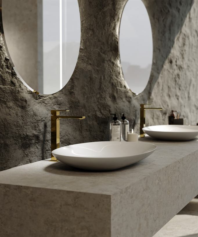 Miscelatore lavabo rialzato oro - Sirius