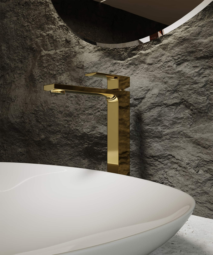 Miscelatore lavabo rialzato oro - Sirius