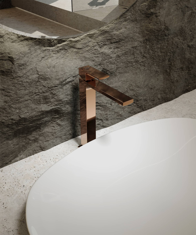 Miscelatore lavabo rialzato oro rosa - Sirius