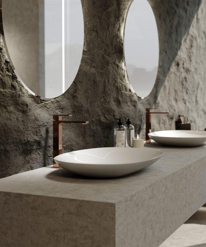 Miscelatore lavabo rialzato oro rosa - Sirius