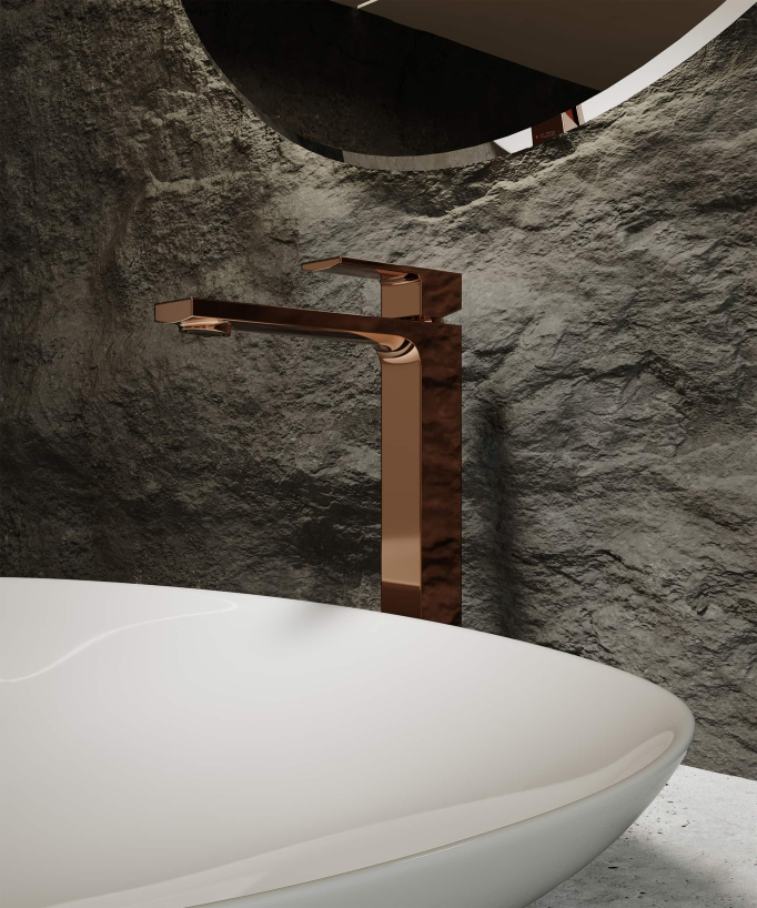 Miscelatore lavabo rialzato oro rosa - Sirius