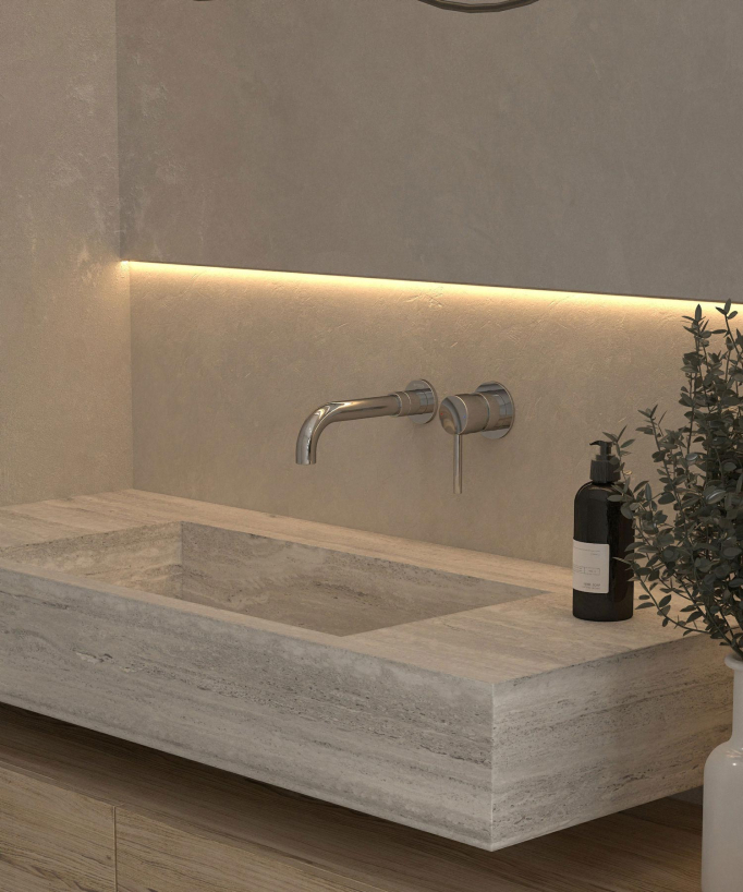 Miscelatore lavabo a parete cromato - Corbeau