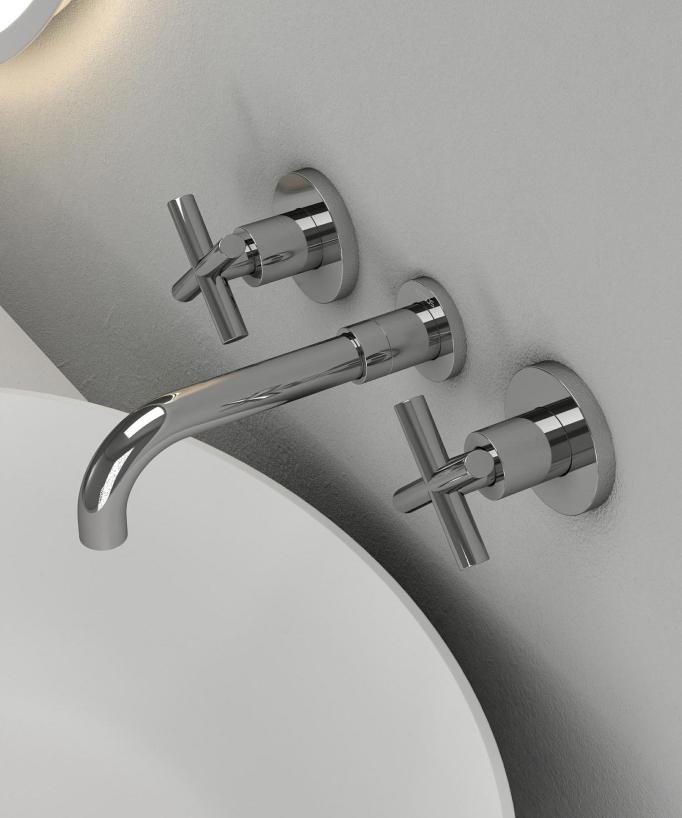 Rubinetto lavabo a parete cromato - Corbeau
