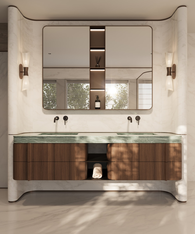 Miscelatore lavabo a parete moka spazzolato - Corbeau