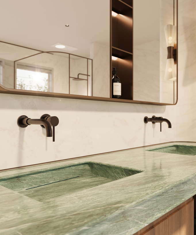 Miscelatore lavabo a parete moka spazzolato - Corbeau