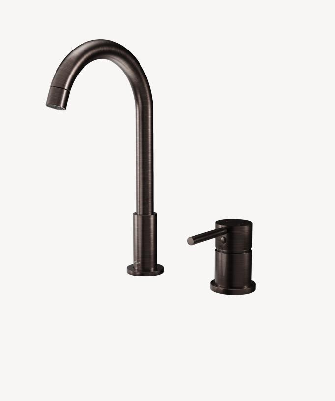 Miscelatore lavabo 2 fori moka spazzolato - Corbeau