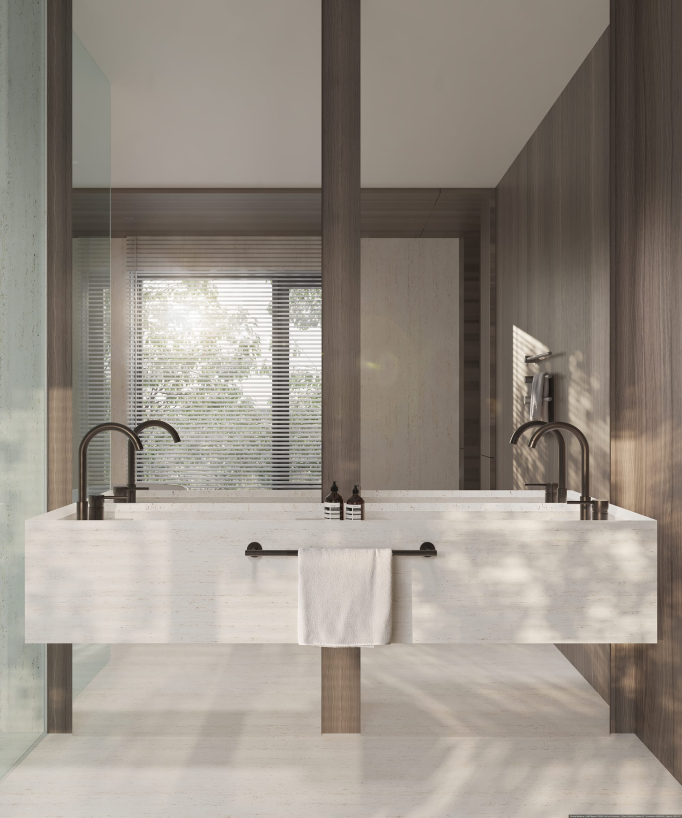 Miscelatore lavabo 2 fori moka spazzolato - Corbeau