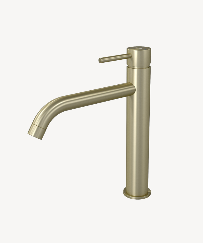 Miscelatore lavabo con bocca lunga oro spazzolato - Corbeau - small
