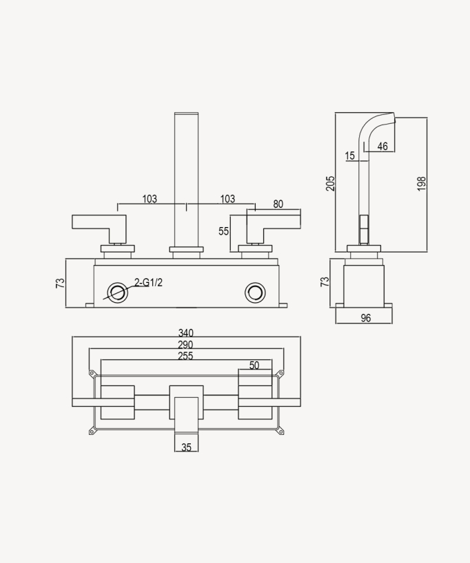 Miscelatore lavabo a parete cromato - Santa Maria