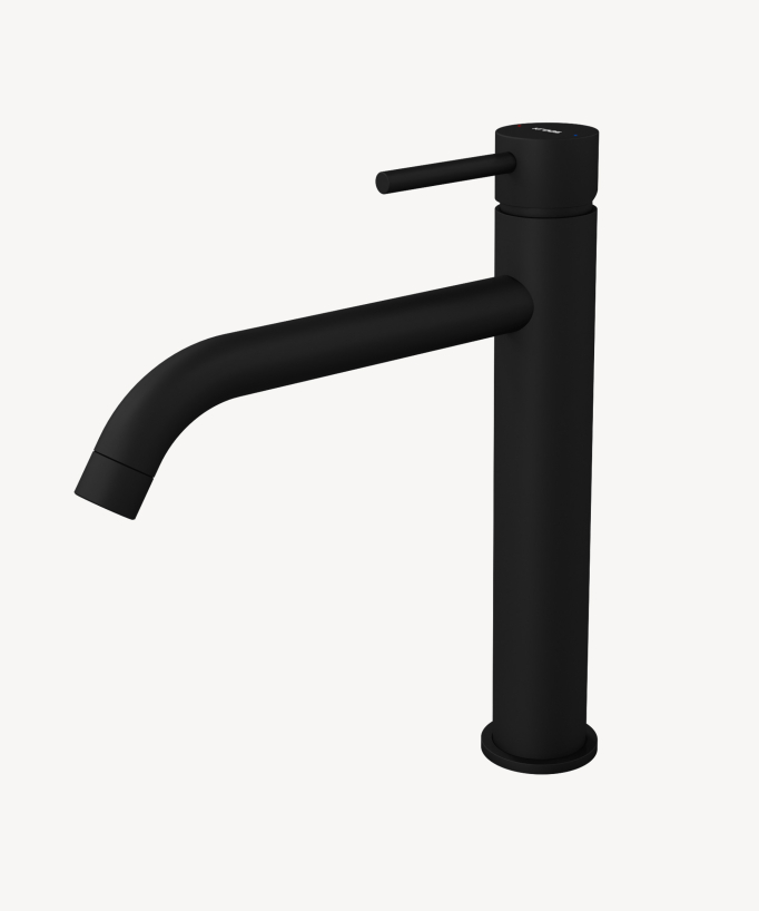 Miscelatore lavabo con bocca lunga nero - Corbeau - small