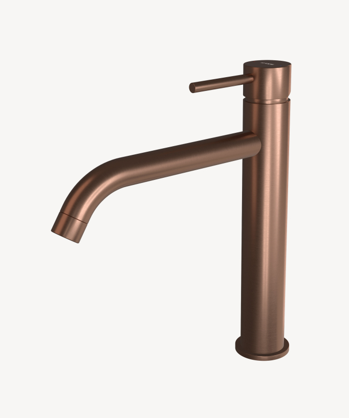 Miscelatore lavabo con bocca lunga oro rosa spazzolato - Corbeau - small