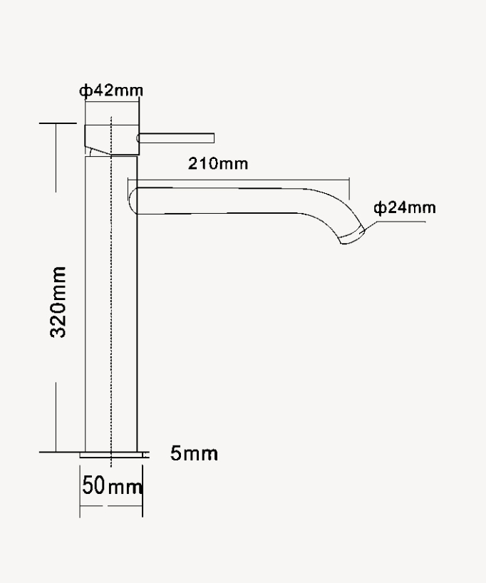 Miscelatore lavabo con bocca lunga moka spazzolato - Corbeau