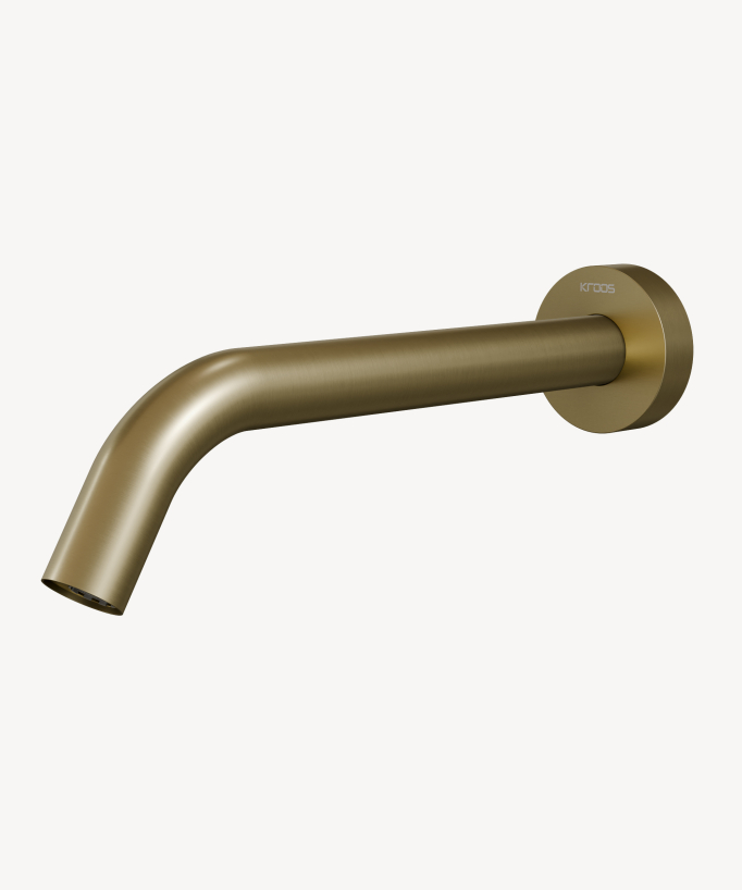 Rubinetto lavabo automatico a parete acqua fredda oro spazzolato - Pula - small