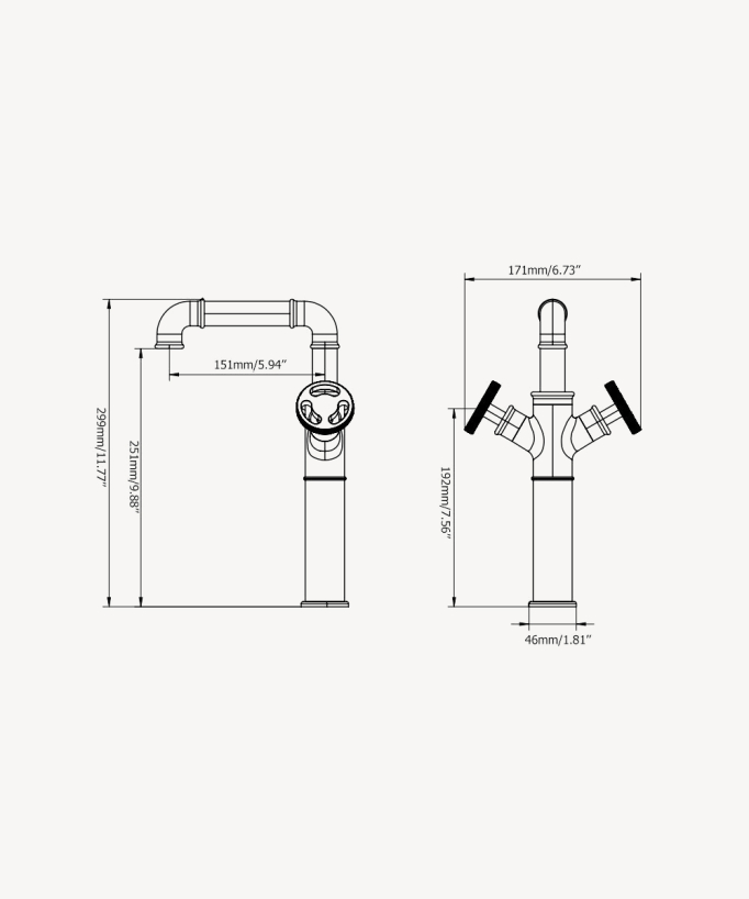 Miscelatore per lavabo in stile industriale nero - Gemma