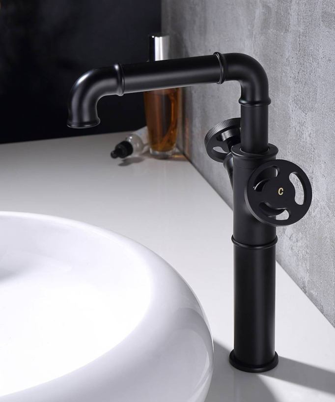 Miscelatore per lavabo in stile industriale nero - Gemma