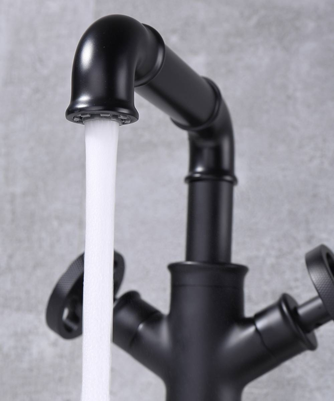 Miscelatore per lavabo in stile industriale nero - Gemma