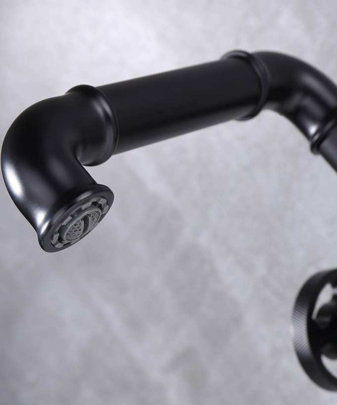 Miscelatore per lavabo in stile industriale nero - Gemma