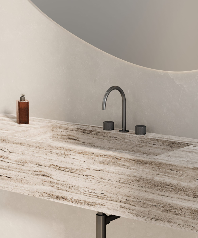 Rubinetto miscelatore lavabo da appoggio Gun metal - Leros