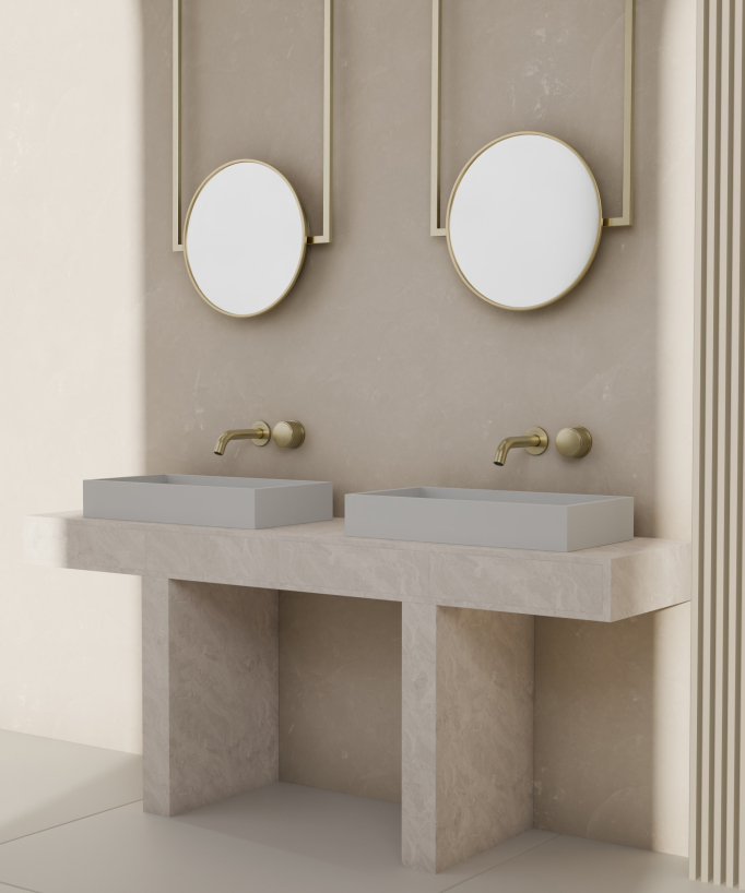 Miscelatore lavabo incasso senza regolazione flusso Oro spazzolato - Leros