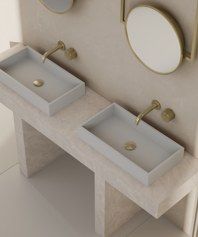 Miscelatore lavabo incasso senza regolazione flusso Oro spazzolato - Leros