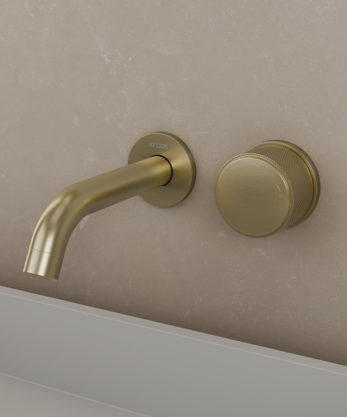 Miscelatore lavabo incasso senza regolazione flusso Oro spazzolato - Leros