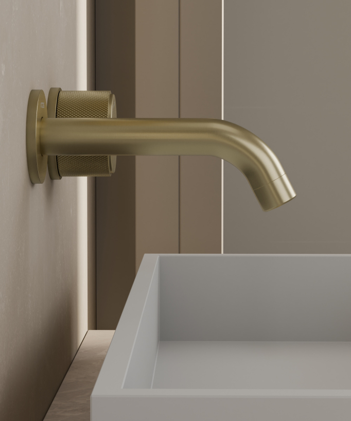 Miscelatore lavabo incasso senza regolazione flusso Oro spazzolato - Leros