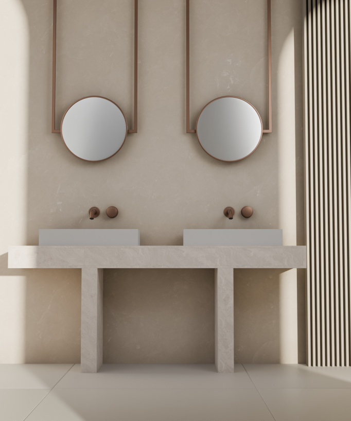 Miscelatore lavabo incasso senza regolazione flusso Oro rosa spazzolato - Leros