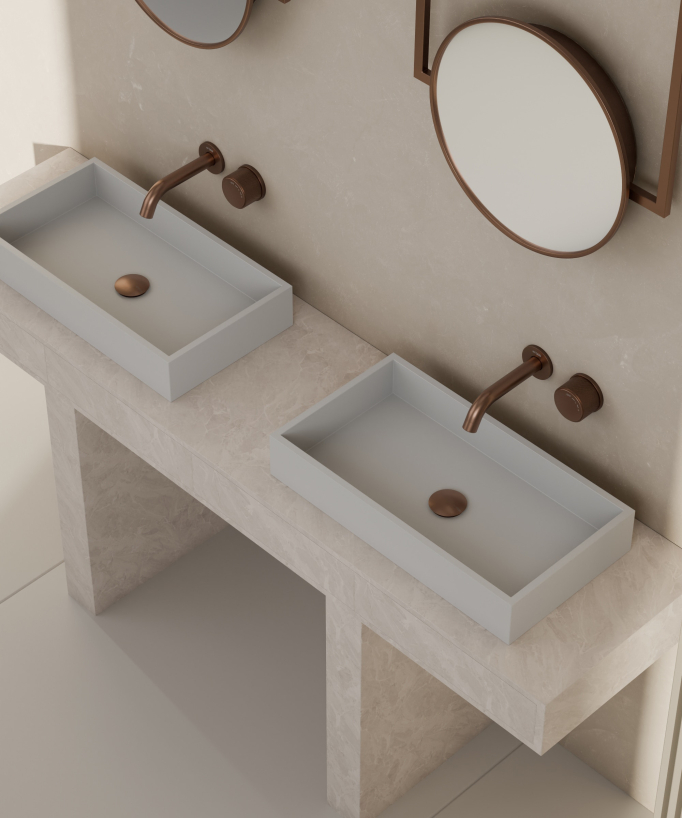 Miscelatore lavabo incasso senza regolazione flusso Oro rosa spazzolato - Leros