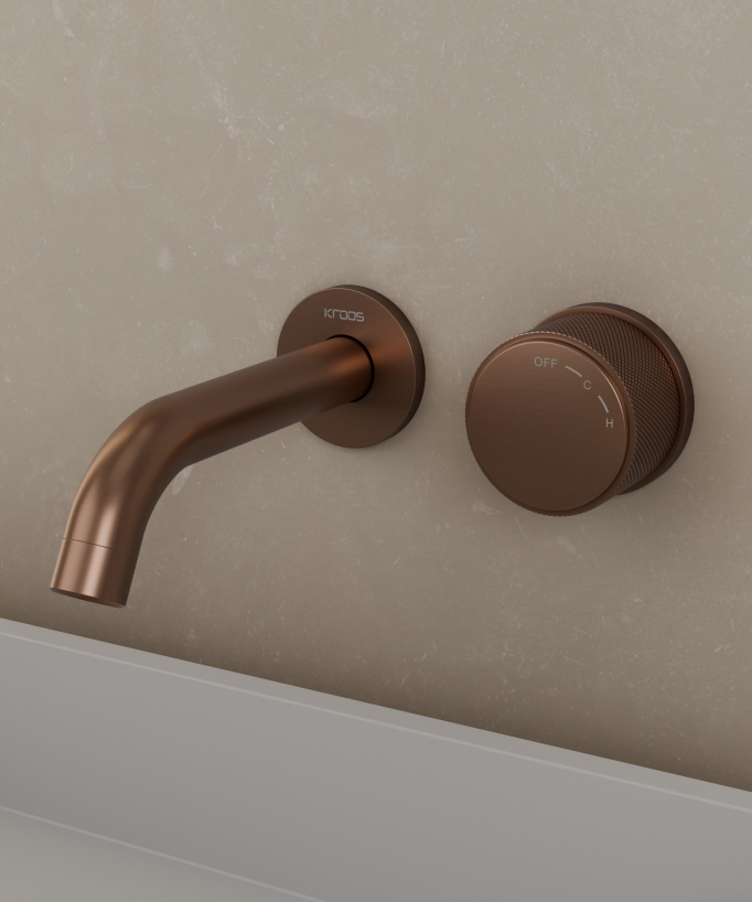 Miscelatore lavabo incasso senza regolazione flusso Oro rosa spazzolato - Leros