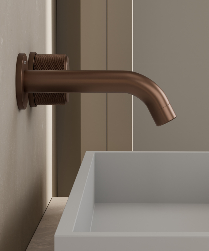 Miscelatore lavabo incasso senza regolazione flusso Oro rosa spazzolato - Leros