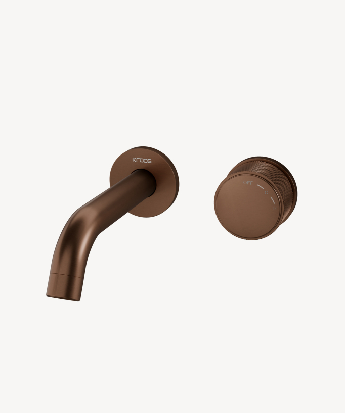 Miscelatore lavabo incasso senza regolazione flusso Oro rosa spazzolato - Leros