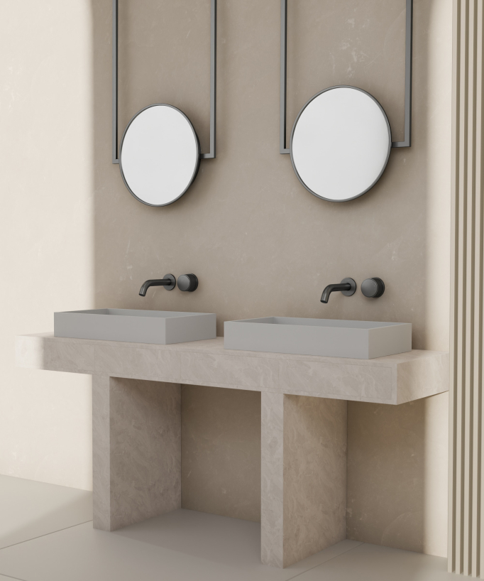 Miscelatore lavabo incasso senza regolazione flusso Gun metal - Leros