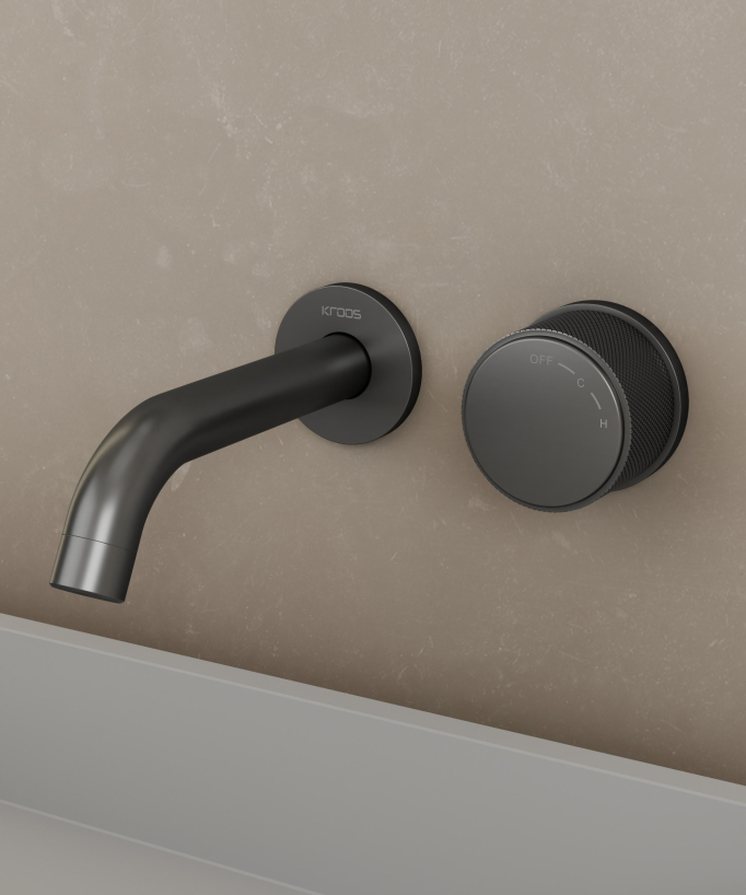 Miscelatore lavabo incasso senza regolazione flusso Gun metal - Leros