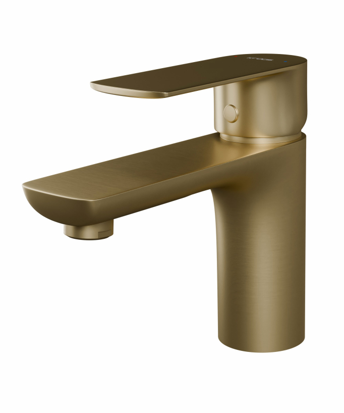 Miscelatore lavabo da appoggio oro spazzolato - Nunki - small