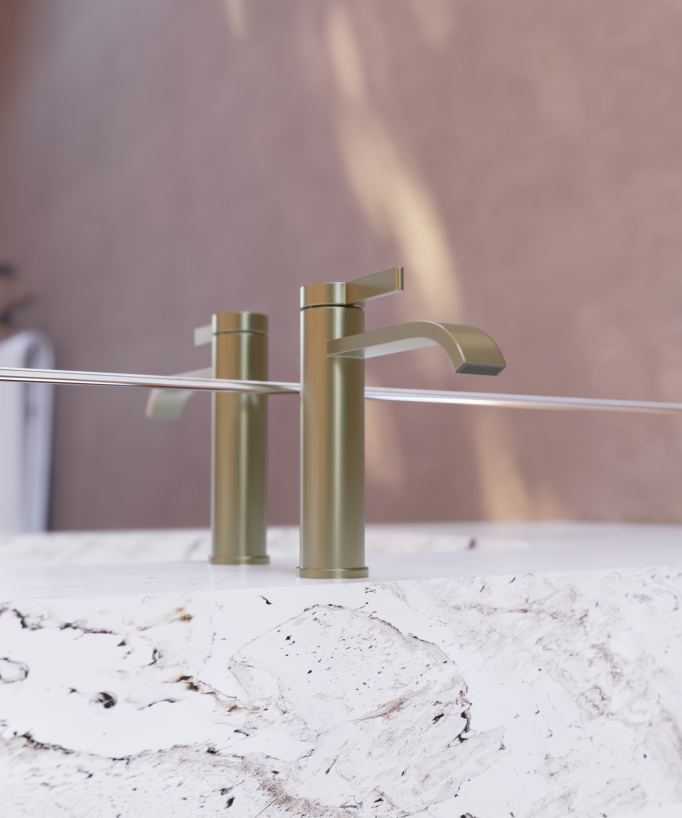 Miscelatore per lavabo Oro spazzolato - Fiumina