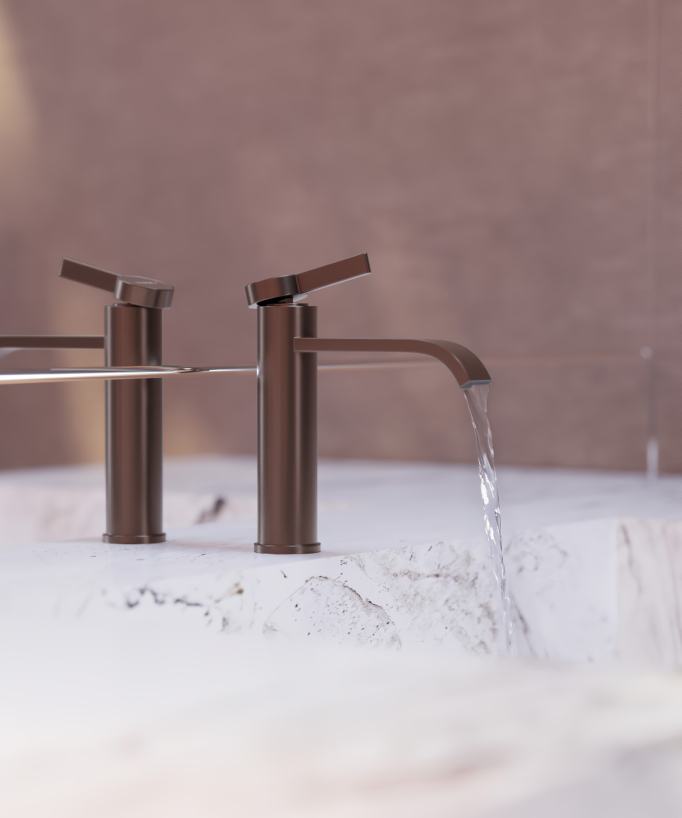 Miscelatore per lavabo Oro rosa spazzolato - Fiumina