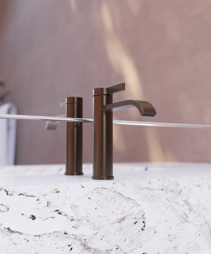 Miscelatore per lavabo Oro rosa spazzolato - Fiumina