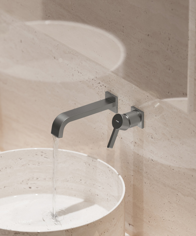 Miscelatore lavabo a parete Gun metal - Fiumina