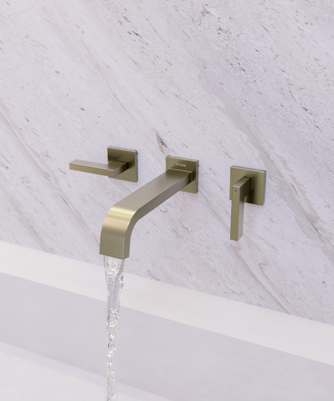 Rubinetto lavabo a parete Dorato spazzolato - Fiumina