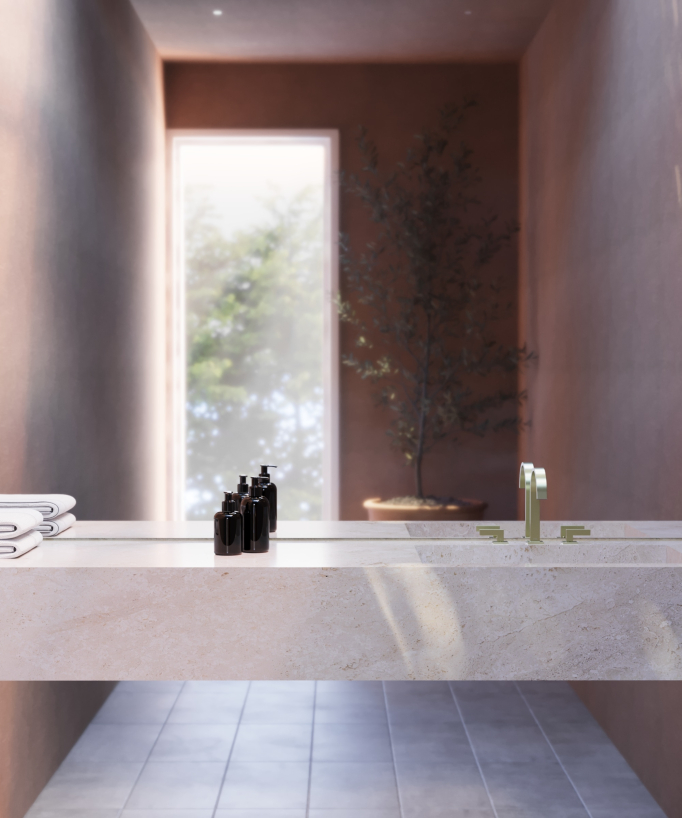Rubinetto lavabo 3 fori Dorato spazzolato - Fiumina