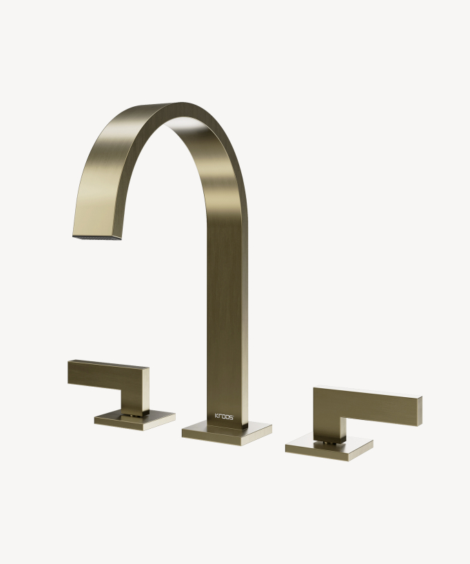 Rubinetto lavabo 3 fori Dorato spazzolato - Fiumina