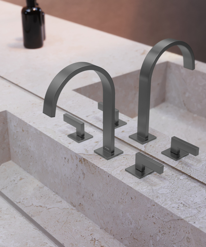 Rubinetto lavabo 3 fori Gun metal - Fiumina