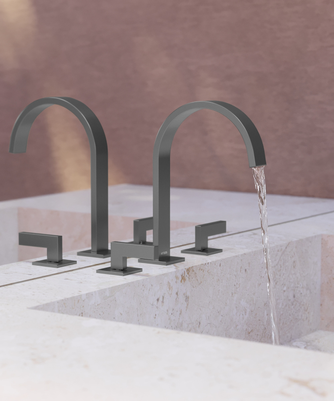 Rubinetto lavabo 3 fori Gun metal - Fiumina