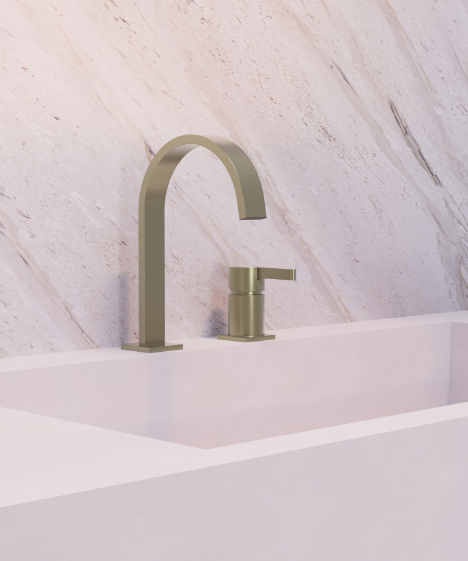 Miscelatore lavabo 2 fori Dorato spazzolato - Fiumina