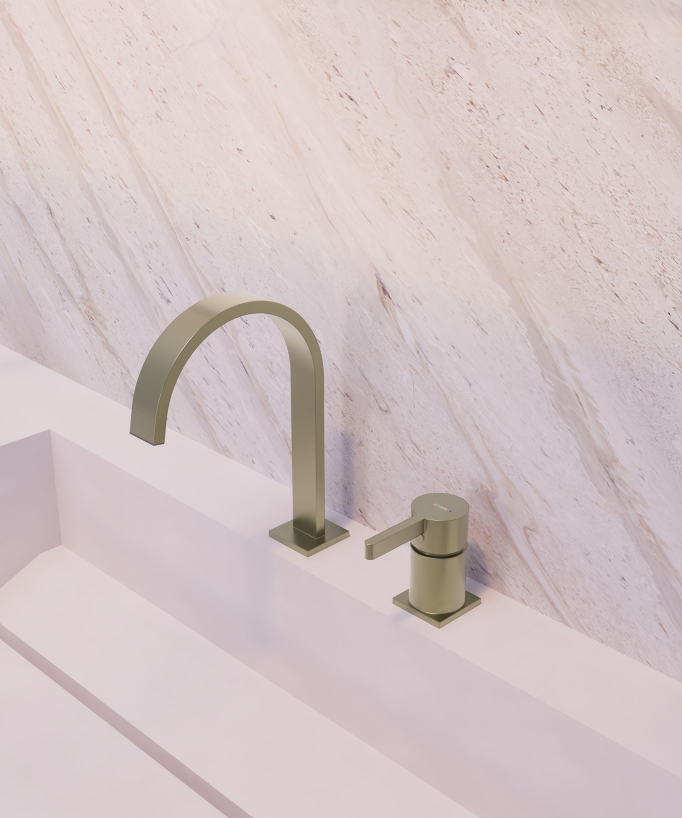 Miscelatore lavabo 2 fori Dorato spazzolato - Fiumina