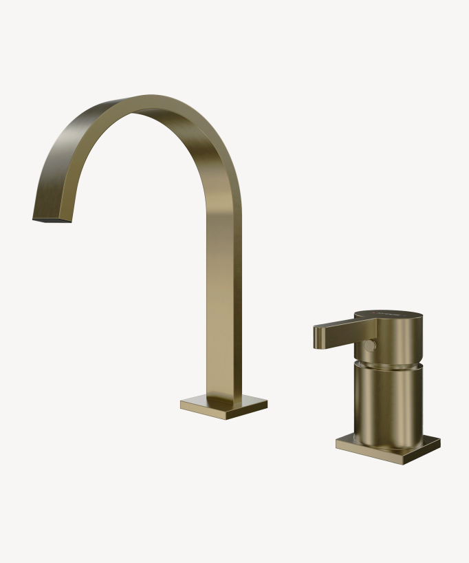 Miscelatore lavabo 2 fori Dorato spazzolato - Fiumina