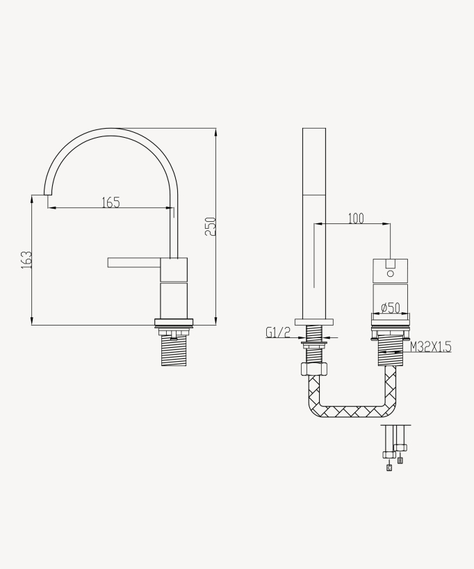Miscelatore lavabo 2 fori Gun metal - Fiumina